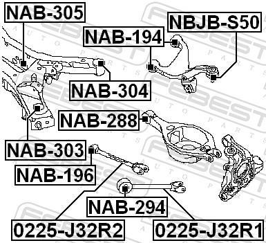 Suspension, corps de l'essieu FEBEST NAB-305