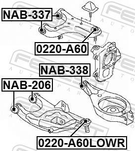Silent bloc de suspension FEBEST NAB-338