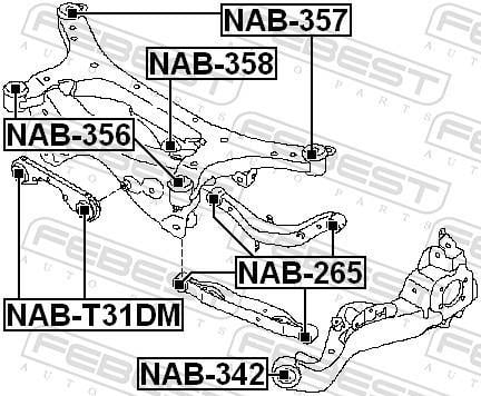 Suspension, corps de l'essieu FEBEST ref. NAB-356
