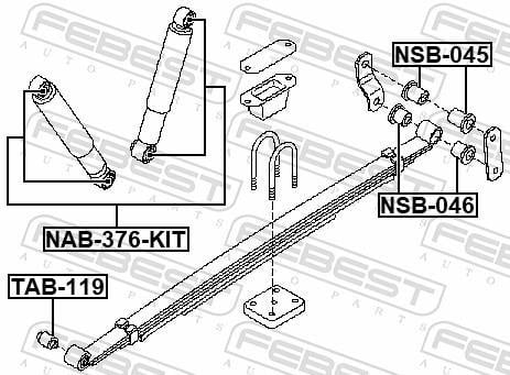 Douille, amortisseur FEBEST ref. NAB-376-KIT