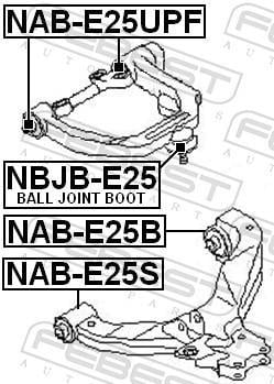 Silent bloc de suspension FEBEST NAB-E25UPF