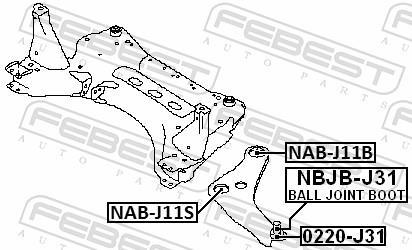 Silent bloc de suspension FEBEST ref. NAB-J11B