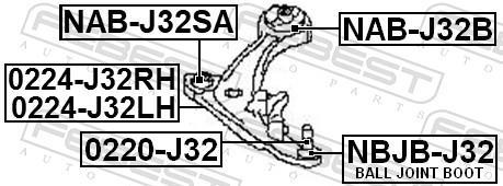 Silentblock de Suspensión FEBEST ref. NAB-J32SA