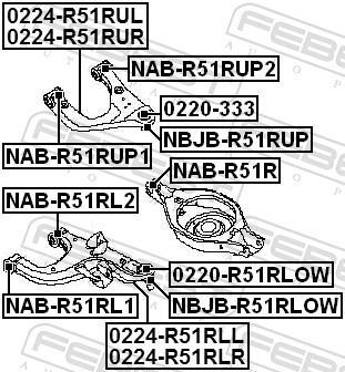 Silent bloc de suspension FEBEST ref. NAB-R51RL1