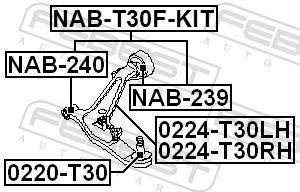 Silent bloc de suspension FEBEST ref. NAB-T30F-KIT