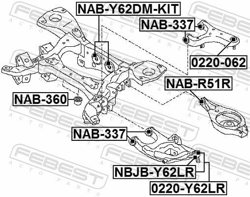 Suspension, corps de l'essieu FEBEST ref. NAB-Y62DM-KIT