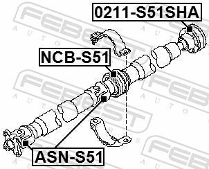 Rolamento do veio de transmissão FEBEST ref. NCB-S51