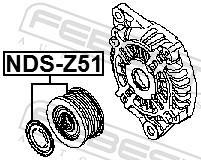 Poulie, alternateur (Poulie débrayable d'alternateur) FEBEST NDS-Z51