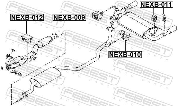 Kit de montagem, linha de escape FEBEST ref. NEXB-009