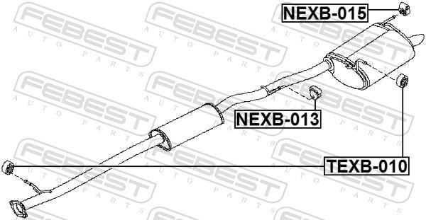 Kit de montagem, linha de escape FEBEST ref. NEXB-015