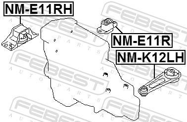 Support moteur (Silent bloc moteur) FEBEST ref. NM-E11RH