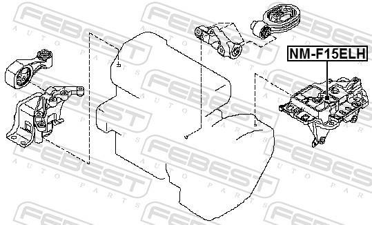 Support moteur (Silent bloc moteur) FEBEST ref. NM-F15ELH