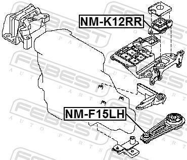 Support moteur (Silent bloc moteur) FEBEST ref. NM-F15LH