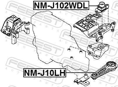 Support de boîte de vitesse FEBEST ref. NM-J102WDL