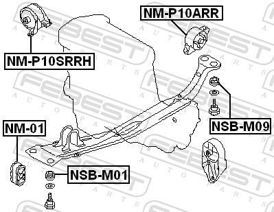 Support moteur (Silent bloc moteur) FEBEST NM-P10ARR