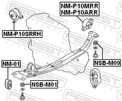 Suporte do motor FEBEST ref. NM-P10SRRH