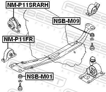 Support moteur (Silent bloc moteur) FEBEST ref. NM-P11SRARH