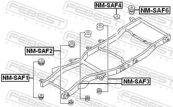Suspension, corps de l'essieu FEBEST ref. NM-SAF4