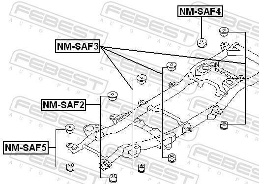 Suspension, corps de l'essieu FEBEST ref. NM-SAF5