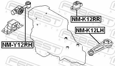 Support moteur (Silent bloc moteur) FEBEST ref. NM-Y12RH