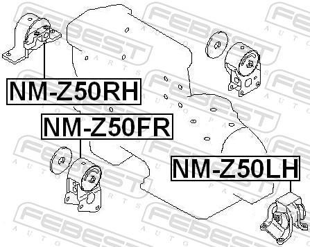 Support moteur (Silent bloc moteur) FEBEST ref. NM-Z50LH