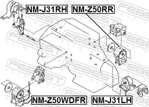 Support moteur (Silent bloc moteur) FEBEST ref. NM-Z50WDFR