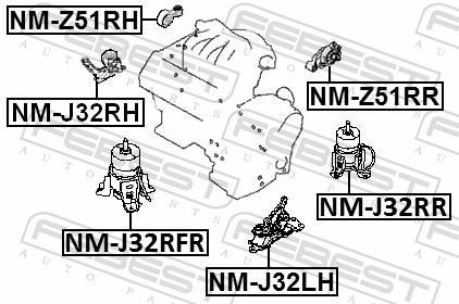Support moteur (Silent bloc moteur) FEBEST ref. NM-Z51RH