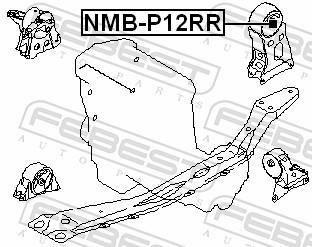 Support moteur (Silent bloc moteur) FEBEST ref. NMB-P12RR