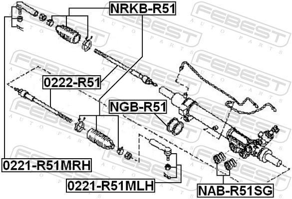 Joint-soufflet, direction (Soufflet de cremaillere) FEBEST ref. NRKB-R51