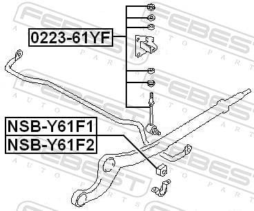 Suspension, stabilisateur FEBEST ref. NSB-Y61F2