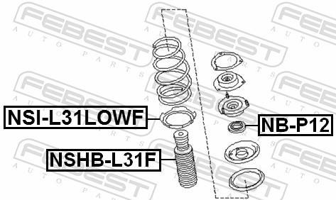 Patin de ressort (Support ressort) FEBEST ref. NSI-J31LOWF