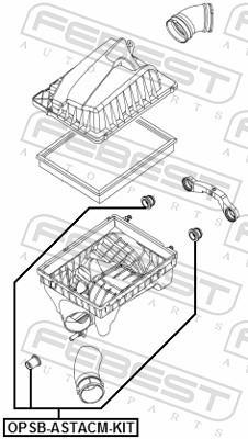 Support, boîtier de filtre à air FEBEST ref. OPSB-ASTACM-KIT