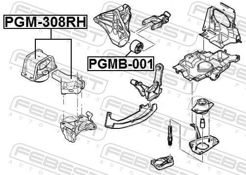 Support moteur (Silent bloc moteur) FEBEST ref. PGMB-001
