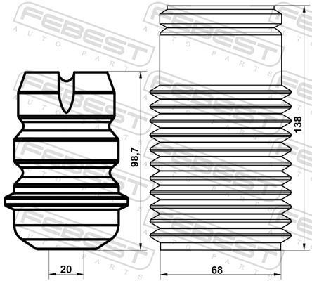 Fole do amortecedor de suspensão FEBEST ref. PGSHB-5008F-KIT