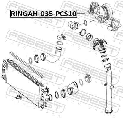 Junta anular, conducto aire admisión FEBEST ref. RINGAH-035-PCS10