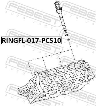 Jeux de bagues d'etanchéité, soupape d'injection FEBEST ref. RINGFL-017-PCS10