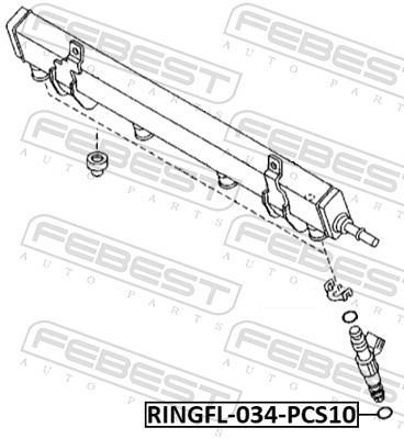 Bague d'étanchéité d'injecteur FEBEST ref. RINGFL-034-PCS10