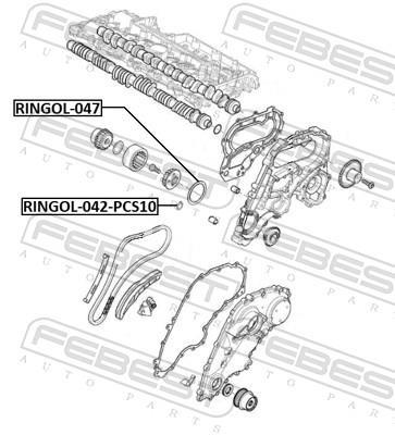 Joint d'étanchéité, couvercle de carter de distribution FEBEST ref. RINGOL-042-PCS10