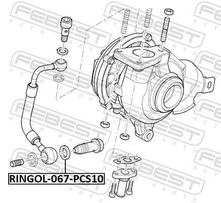 Junta de vedação, entrada de óleo, compressor FEBEST ref. RINGOL-067-PCS10