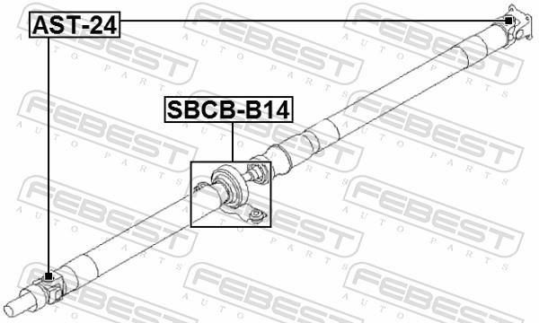 Palier, palier central d'arbre de transmission FEBEST ref. SBCB-B14