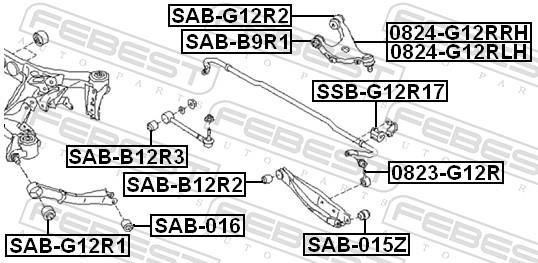 Suspension, stabilisateur FEBEST ref. SSB-G12R14