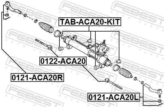 Suspension, crémaillère de direction FEBEST ref. TAB-ACA20-KIT