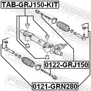 Suspension, crémaillère de direction FEBEST ref. TAB-GRJ150-KIT