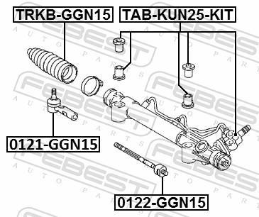 Suspension, crémaillère de direction FEBEST ref. TAB-KUN25-KIT