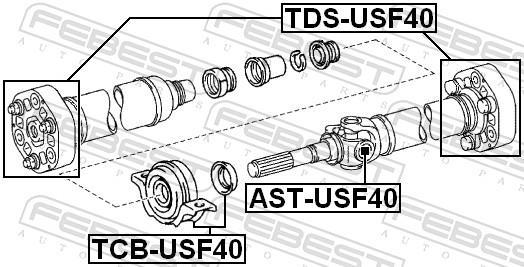 Rolamento do veio de transmissão FEBEST ref. TCB-USF40