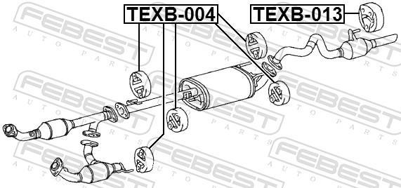 Kit de montagem, linha de escape FEBEST ref. TEXB-013