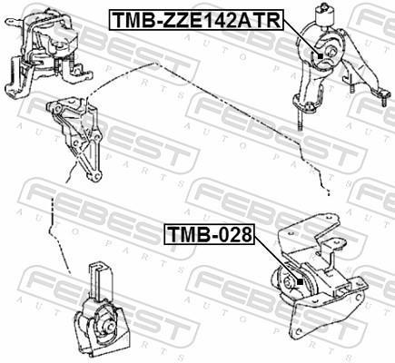 Support moteur (Silent bloc moteur) FEBEST ref. TMB-ZZE142ATR