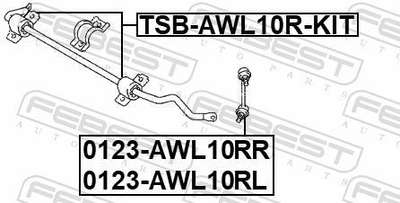 Suspension, stabilisateur FEBEST ref. TSB-AWL10R-KIT