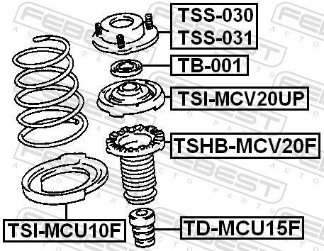 Patin de ressort (Support ressort) FEBEST ref. TSI-MCU10F
