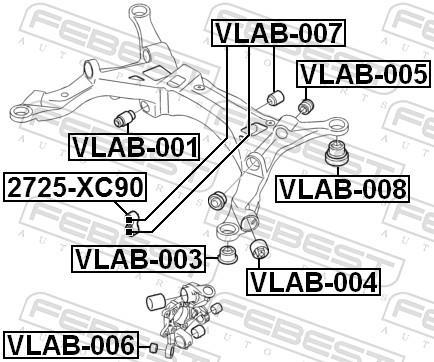 Suspension, corps de l'essieu FEBEST ref. VLAB-004